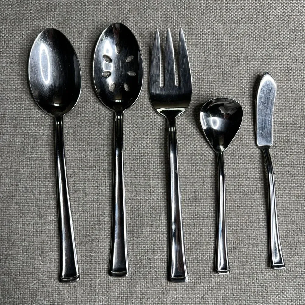 Dansk Orion Pattern 5 Piece Serving Set Utensils Fork Spoons